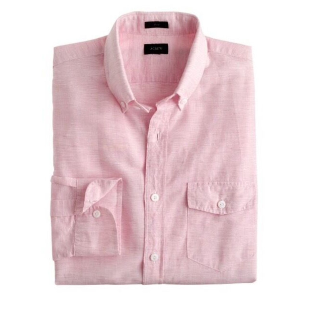 Pink linen button-up shirt